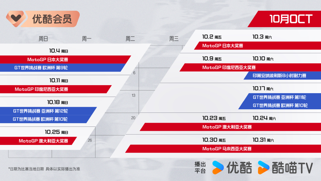 开云-正式进军赛车领域！MotoGP领衔三大头部赛事齐聚优酷体育